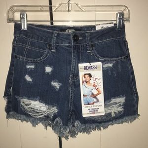 ripped high-waisted denim shorts